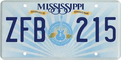 MS license plate ZFB215