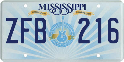MS license plate ZFB216