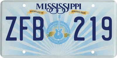 MS license plate ZFB219
