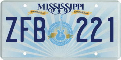 MS license plate ZFB221