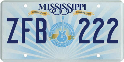 MS license plate ZFB222