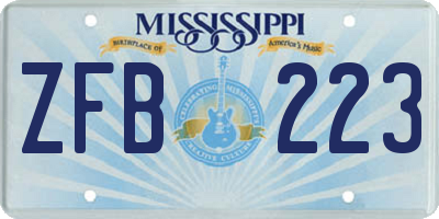 MS license plate ZFB223