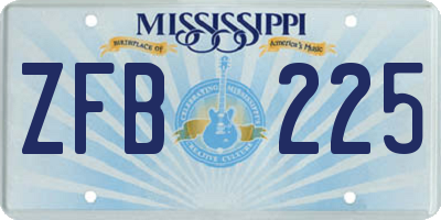 MS license plate ZFB225