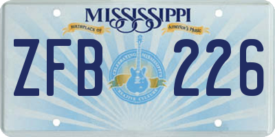 MS license plate ZFB226
