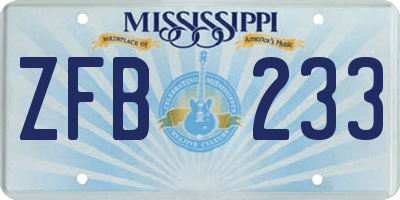 MS license plate ZFB233
