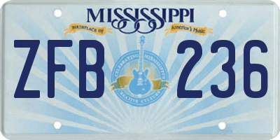 MS license plate ZFB236