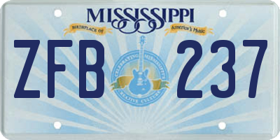 MS license plate ZFB237