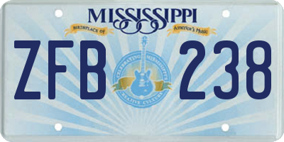 MS license plate ZFB238