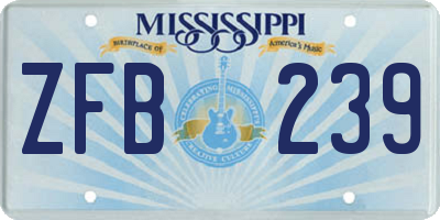 MS license plate ZFB239