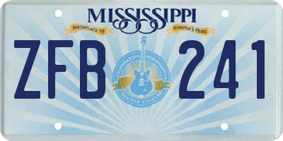 MS license plate ZFB241