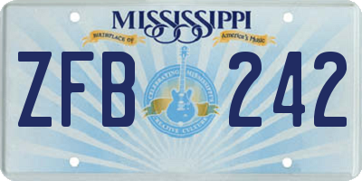 MS license plate ZFB242