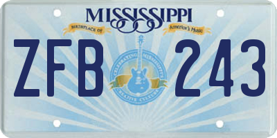 MS license plate ZFB243