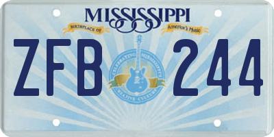 MS license plate ZFB244