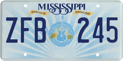 MS license plate ZFB245