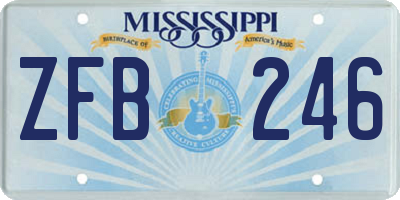 MS license plate ZFB246