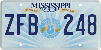 MS license plate ZFB248