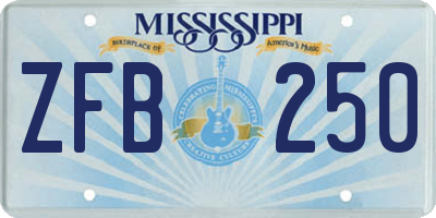 MS license plate ZFB250