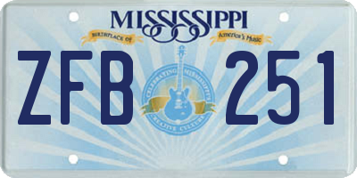 MS license plate ZFB251
