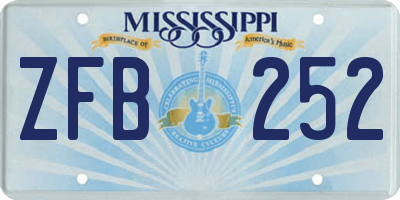 MS license plate ZFB252