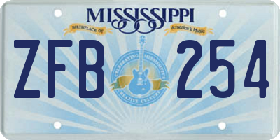 MS license plate ZFB254
