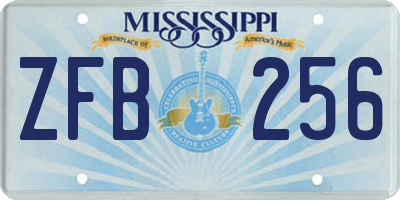 MS license plate ZFB256