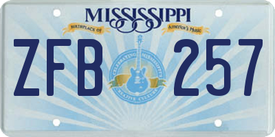 MS license plate ZFB257