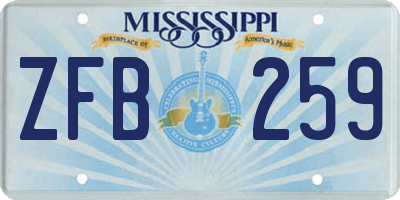 MS license plate ZFB259