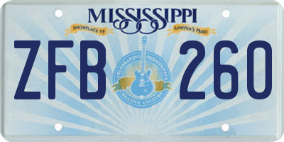 MS license plate ZFB260
