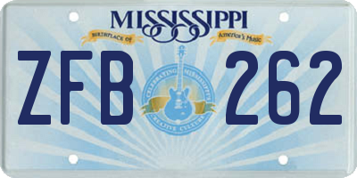 MS license plate ZFB262