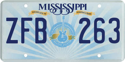 MS license plate ZFB263