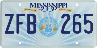 MS license plate ZFB265