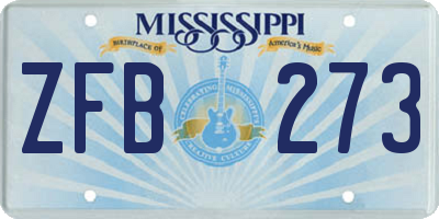 MS license plate ZFB273