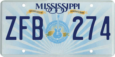 MS license plate ZFB274