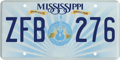 MS license plate ZFB276