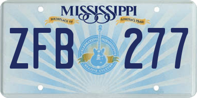 MS license plate ZFB277