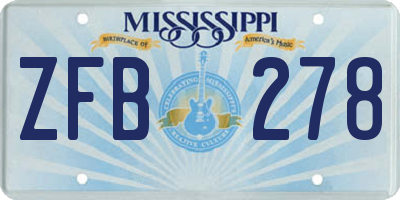 MS license plate ZFB278