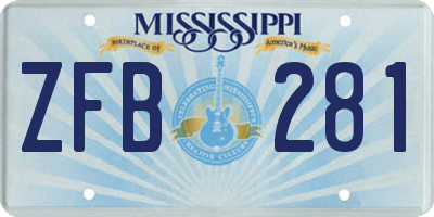 MS license plate ZFB281