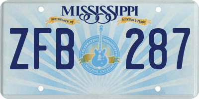 MS license plate ZFB287