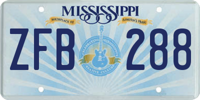 MS license plate ZFB288
