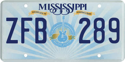 MS license plate ZFB289
