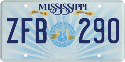 MS license plate ZFB290