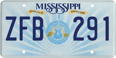 MS license plate ZFB291