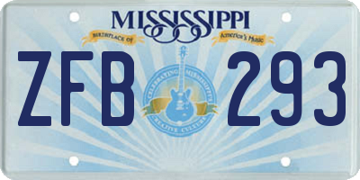 MS license plate ZFB293