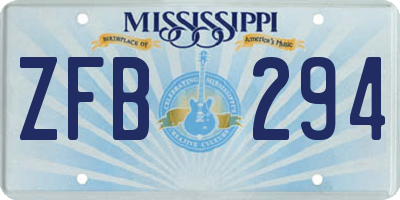 MS license plate ZFB294