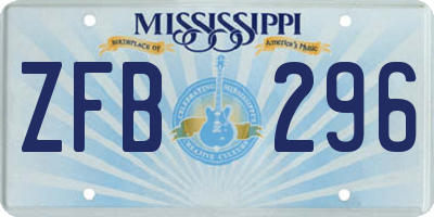 MS license plate ZFB296