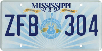 MS license plate ZFB304