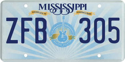 MS license plate ZFB305