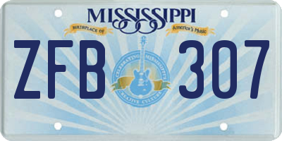 MS license plate ZFB307