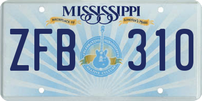 MS license plate ZFB310