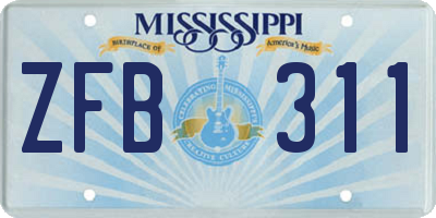 MS license plate ZFB311